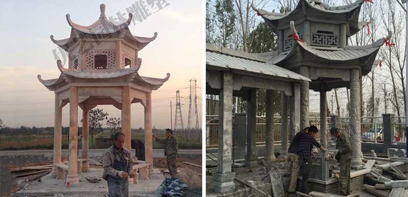 中式大理石涼亭安裝，石雕景觀亭子工廠，中式?jīng)鐾S家
