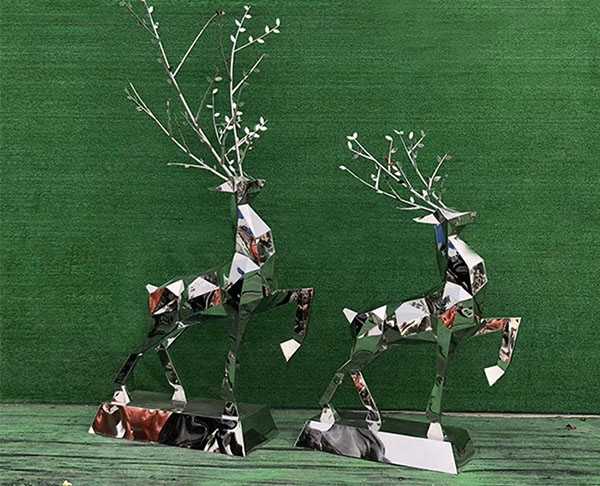工廠(chǎng)現(xiàn)貨鏡面幾何機(jī)械造型不銹鋼鹿雕塑擺件
