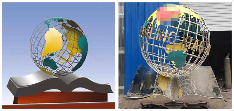 不銹鋼地球，景觀地球雕塑，學(xué)校地球儀擺件