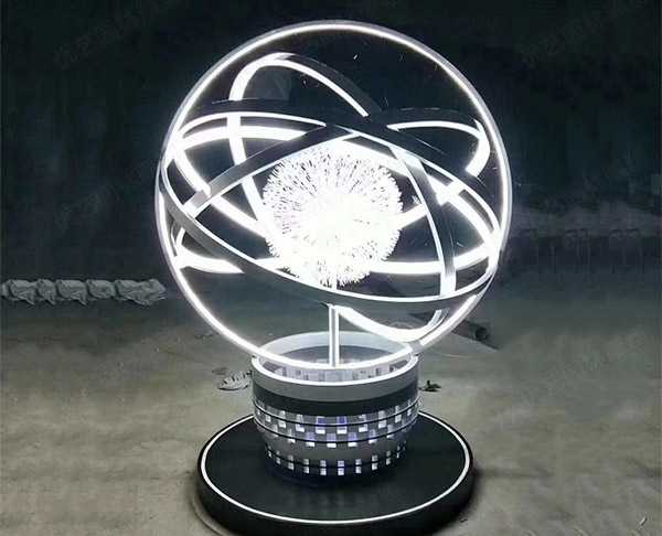 定制安裝旋轉發(fā)光不銹鋼圓環(huán)雕塑