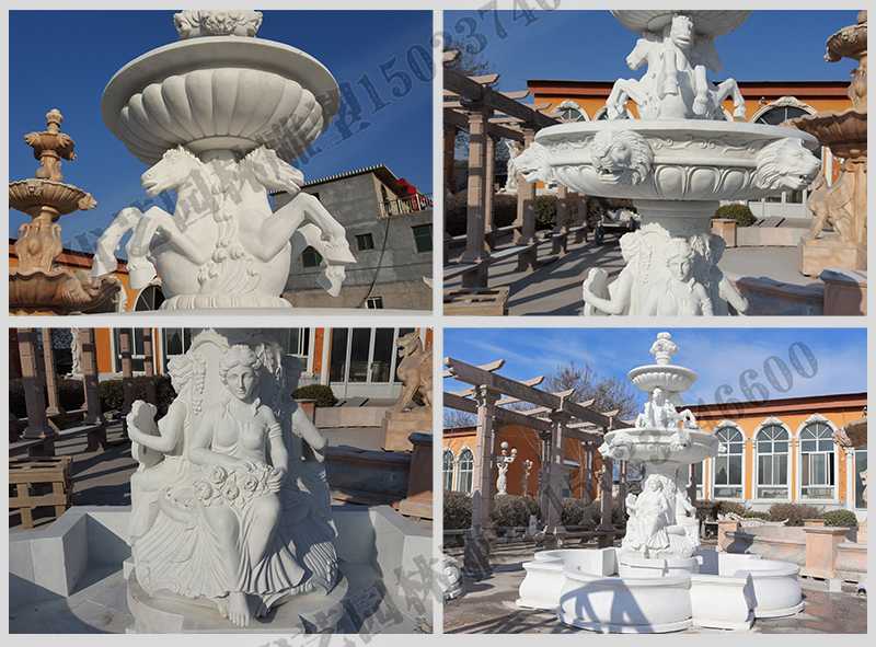 大理石噴泉，歐式人物動物噴泉，室外景觀噴泉定制