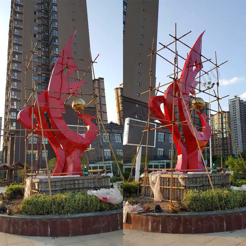 大型不銹鋼景觀雕塑，室外大型景觀雕塑，廣場(chǎng)不銹鋼標(biāo)志