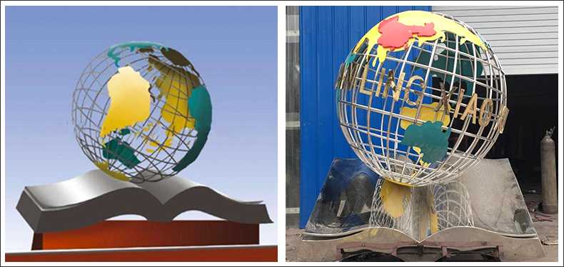 不銹鋼地球，景觀地球雕塑，學(xué)校地球儀擺件