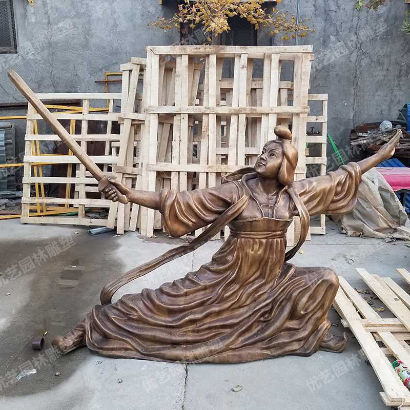 銅舞劍人物雕塑，古代銅人物雕塑